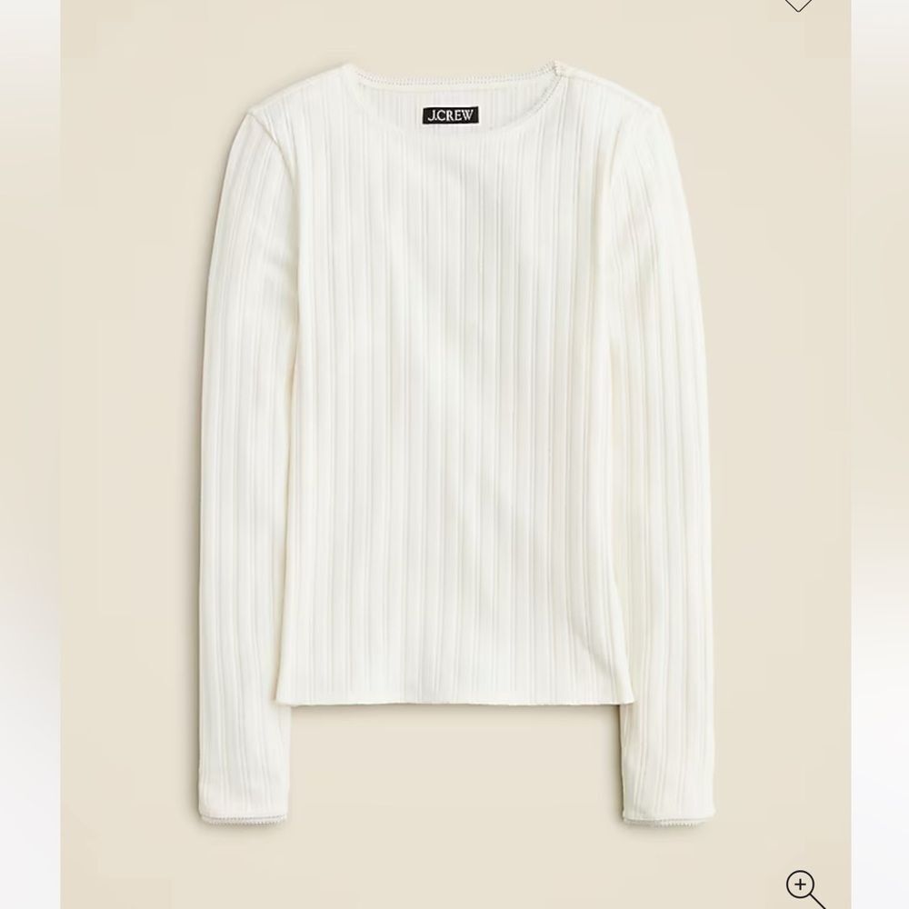 NWOT J. Crew Pointelle‎ long-sleeve ribbed shirt ivory size XXS - Picture 2 of 10